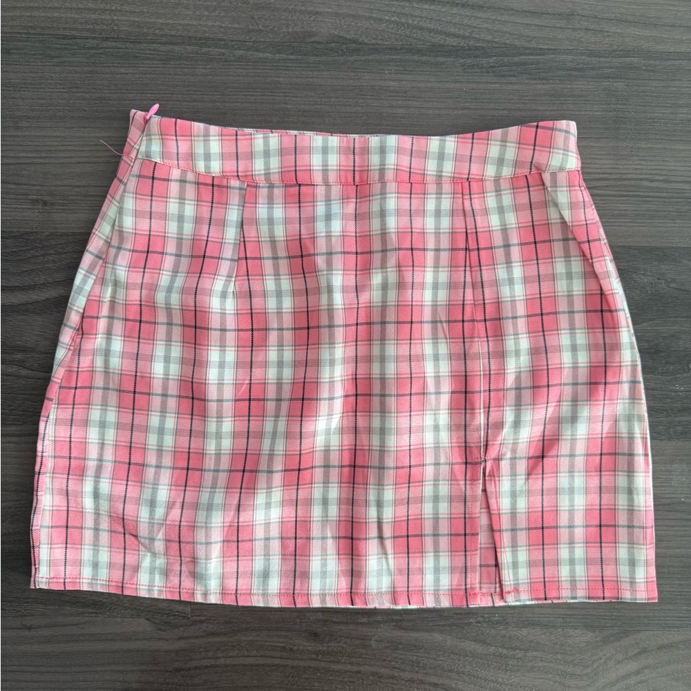 Pink Plaid Mini Skirt